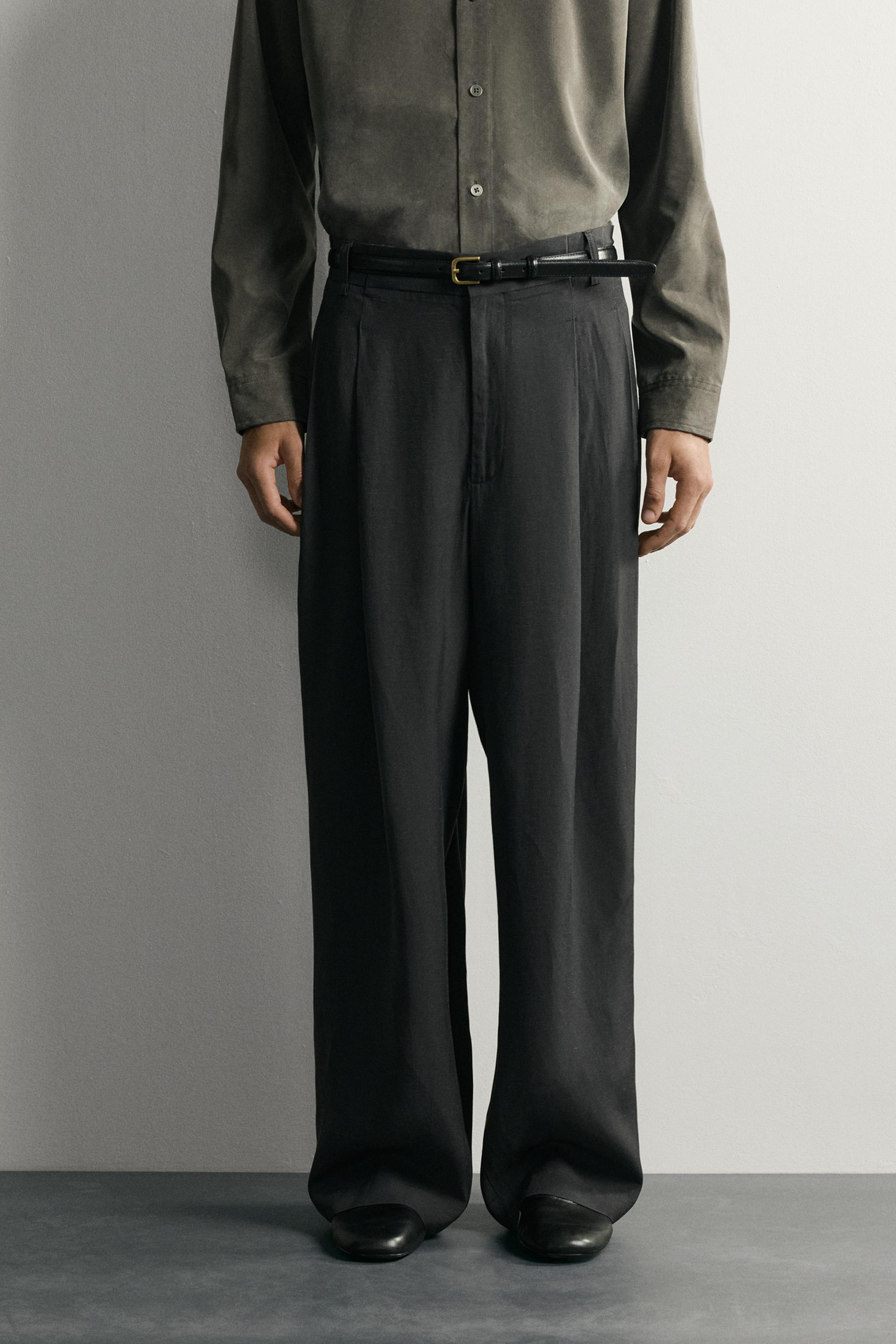 RELAXED FIT WIDE LEG SUIT PANTS